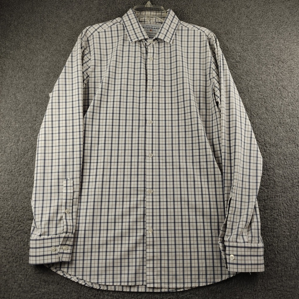 Mizzen+Main Shirt Mens XL Trim Fit‎ Leeward Collection White Check Button Up